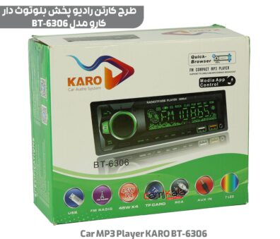 رادیو پخش بلوتوث دار کارو مدل Car MP3 Player KARO BT-6306