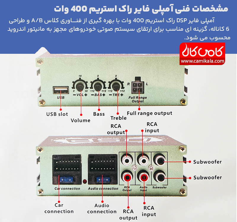 بررسی آمپلی فایر DSP مخصوص مانیتور اندروید راک استریم 400 وات